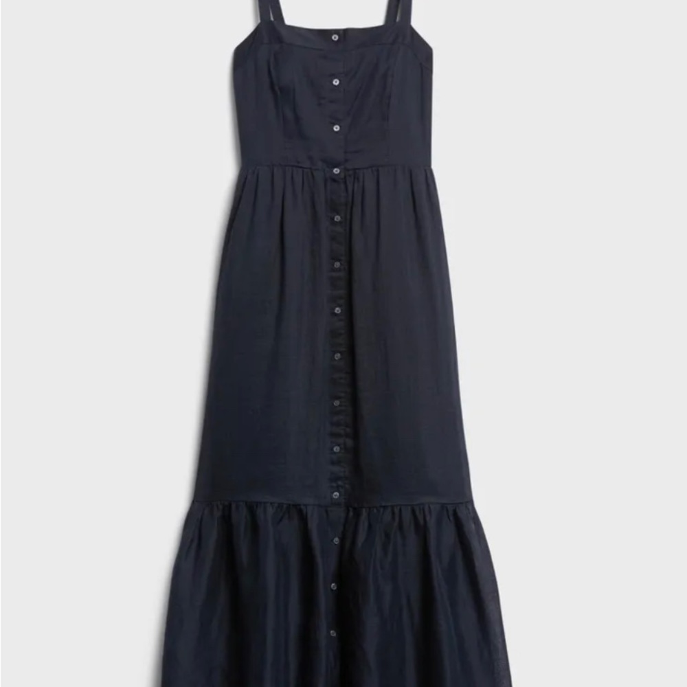 Banana Republic Navy Blue Button-Front Midi Sundress